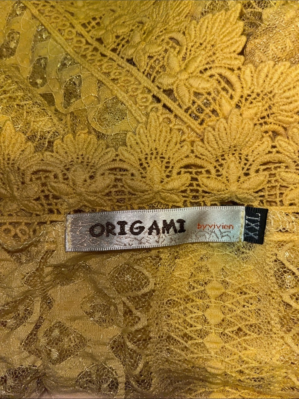 Origami XXL Sheer Lace Duster Kimono in Mustard - Picture 5 of 6